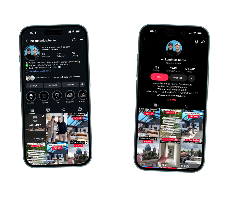 Instagram und TikTok von Nick und Nico